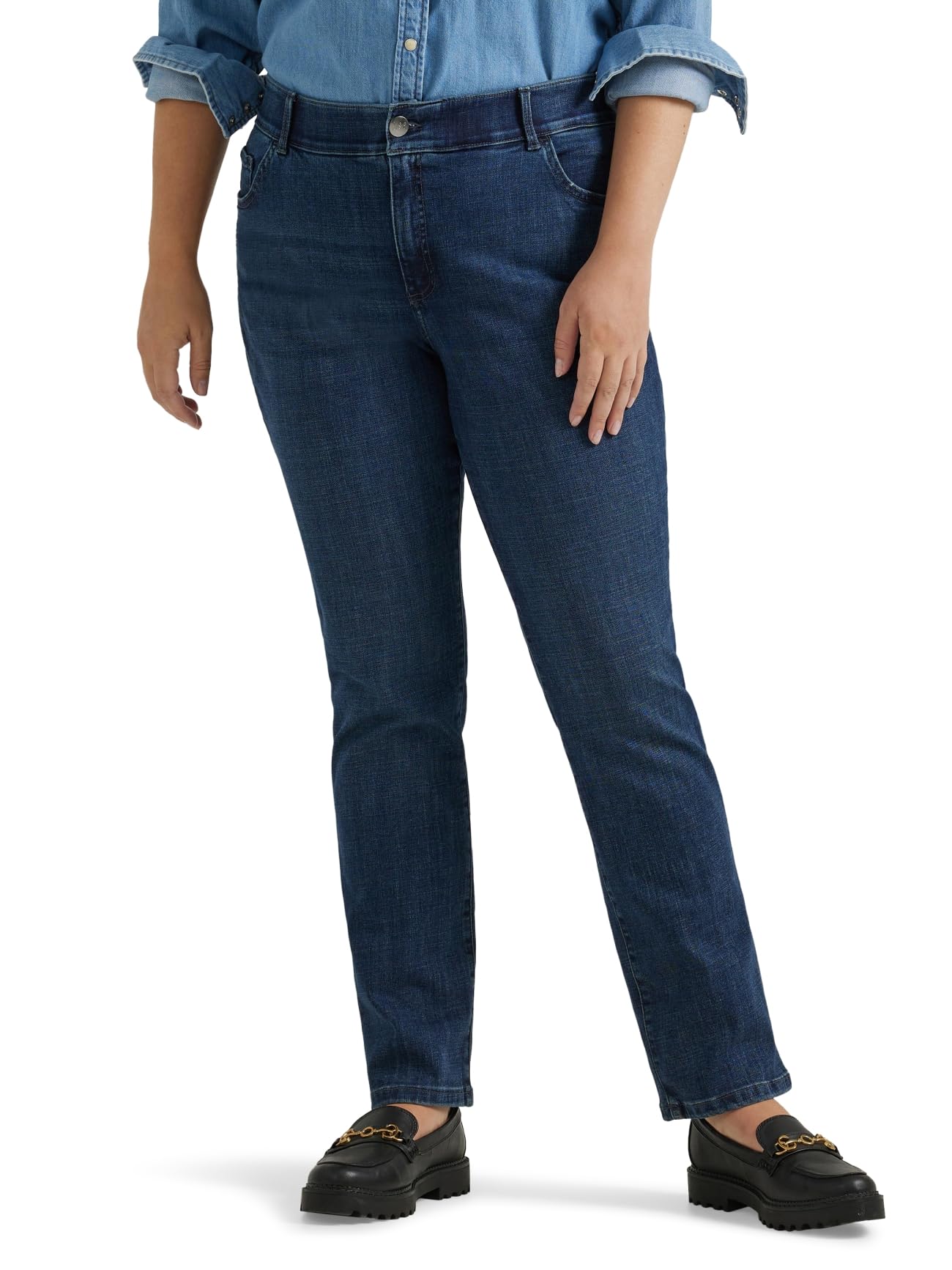 Lee Women's Plus Size Ultra Lux Comfort With Flex Motion Straight Leg Jeans