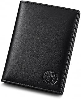 Frédéric Johns Leather Wallet – Grey Card Wallet – Driver's License Wallet – RFID Wallet – 3 Fold Format – French Design – Tower Model (Black)