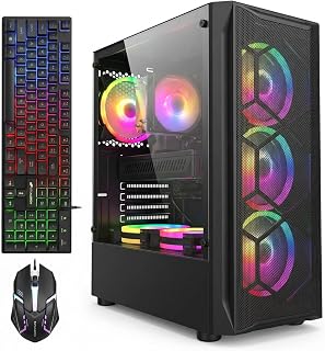 STGAubron Gaming PC Desktop,Core i7,RX 580 8G,16G RAM,1TB SSD | Gaming Computer Tower for Streaming,Video Editing,Home,School,I7 up to 3.9G,ARGB Fan,WiFi 6,BT 5.0,4K HDMI,Win11 Home,Black