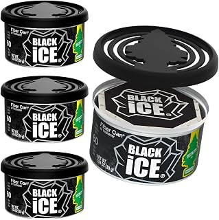 LITTLE TREES Car Air Freshener | Fiber Can Provides Long Lasting Scent for Auto or Home | Recycled Fiber | Black Ice, 4 Air Fresheners