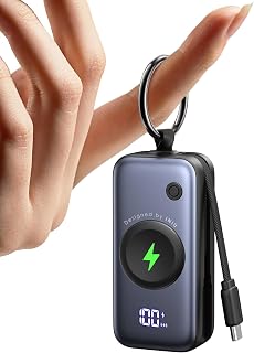 INIU Power Bank for Apple Watch, Mini 20W 5000mAh Portable Charger | 20W Fast Charging, Travel Keychain, Built-in USB-C Cable, Flight-Safe, Battery Pack for Apple Watch, iPhone 18 17, Samsung