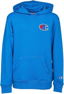 Champion Boys Heritage Big C Logo Pullover Hoodie Sweatshirt (7, Deep Hotline Blue)