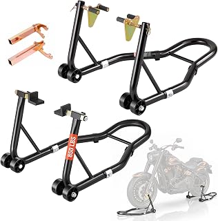 VEVOR Motorcycle Stand Lift, 850lbs Front Rear Combo Stand Lift Stand, Front and Rear Wheel Fork Stand, U+L Fork Swingarm Spool, Compatible with Most Yamaha Honda Kawasaki Suzuki Motorcycles, Black