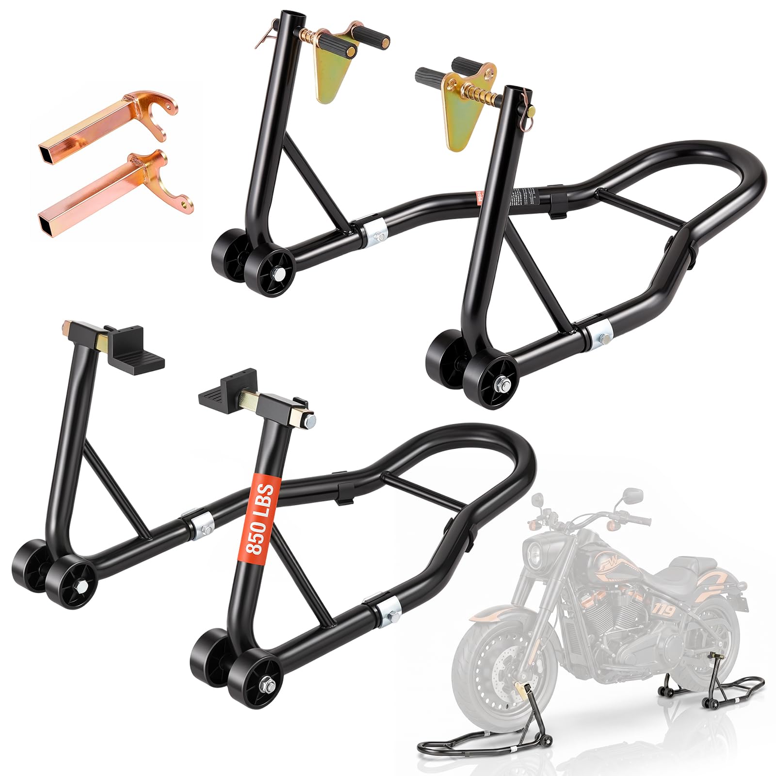 VEVOR Motorcycle Stand Lift, 850lbs Front Rear Combo Stand Lift Stand, Front and