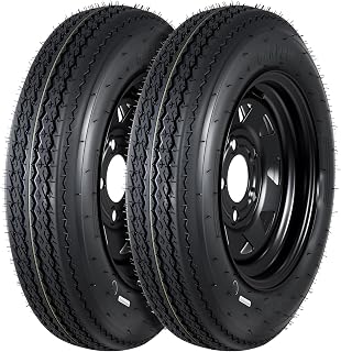 GarveeTech 2-Pack Trailer Tire On Rim 4.80-12 480-12 4.80x12 Trailer Tires and 5 Lug on 4.5 in PCD 12 in Wheels 6PR Black