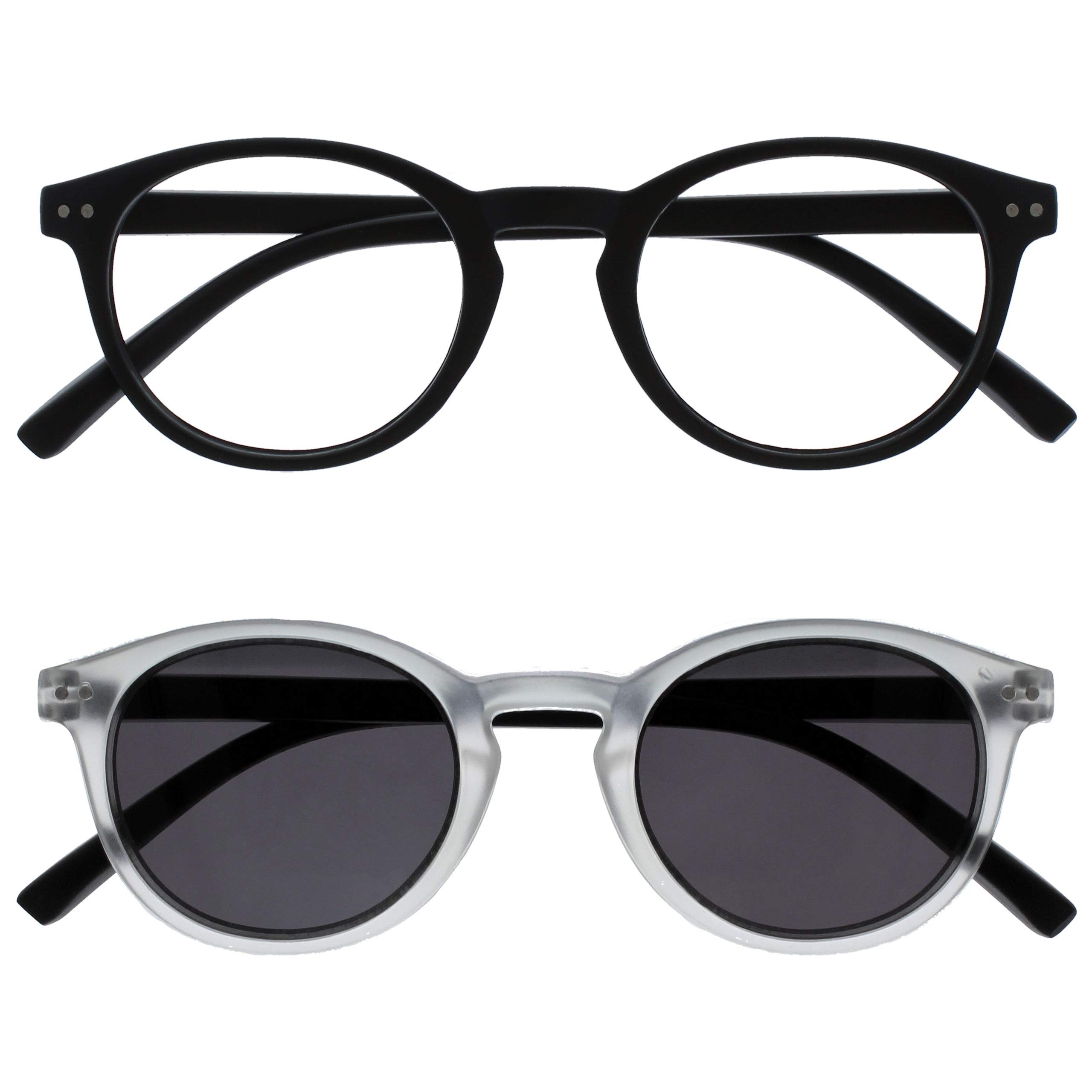 OPULIZE Zen Reading Glasses Cool Round Frame Spring Hinges Scratch Resistant Men
