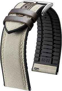 BINLUN Nylon Silicone Watch Bands 18mm 19mm 20mm 21mm 22mm Quick Release Canvas Rubber Hybrid Watch Strap Replacement Watchband for Men Women 9 Colors Silver/Black Buckle