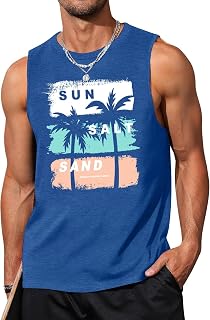 VVNTY Mens Vests Palm Tree Tank Tops Men Casual Hawaiian Summer Beach Sleeveless T Shirts