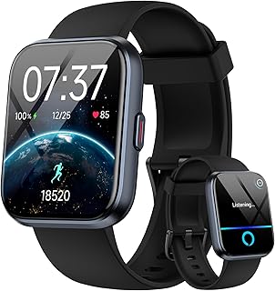 Smart Watch for Men Women, 1.85" HD Touchscreen Smart Watches Answer/Make Calls, Smartwatch for iPhone/Samsung/Android, Fitness Watch with Heart Rate/Sleep/Spo2 Monitor/IP68 Waterproof, Alexa