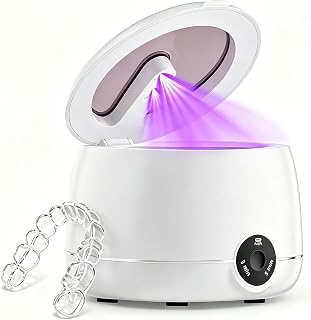 Ultrasonic Retainer Cleaner Machine for Dentures | UV Light, 45kHz Ultrasonic Dentures Cleaner, 200ML Capacity, 3 Cleaning Modes, Stains and Buildup Removal