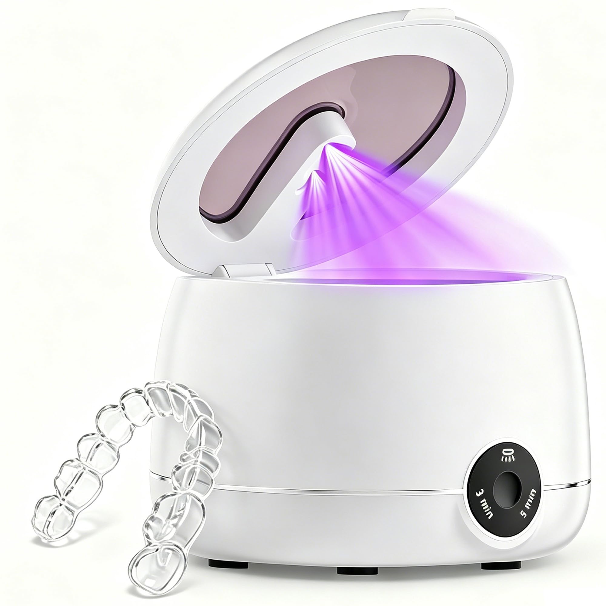 Ultrasonic Retainer Cleaner Machine for Dentures | UV Light, 45kHz Ultrasonic De
