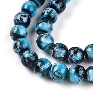 100Pcs Glass Beads for Jewelry Making 8mm Round Crystal Glass Bead Light Sky Blue Round Spacer Bead for DIY Craft Earring Necklace Bracelet Jewelry Supplies