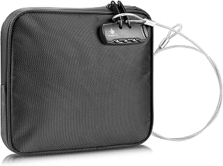 KOSMCCO Beach Locking Bag, Portable Safe, Black, 9x7.5 Inch | Anti-Theft Design, Security Cable Included, Holds Phone Wallet and Keys, Ideal for Beach Pool Cruise and Travel