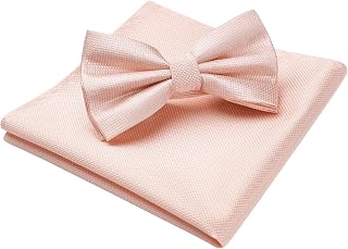 HISDERN Men's Bowtie, One-Touch Paisley Pattern, Bowtie, Chief Set, For Weddings, Hook Type, Easy On/Off, Gift