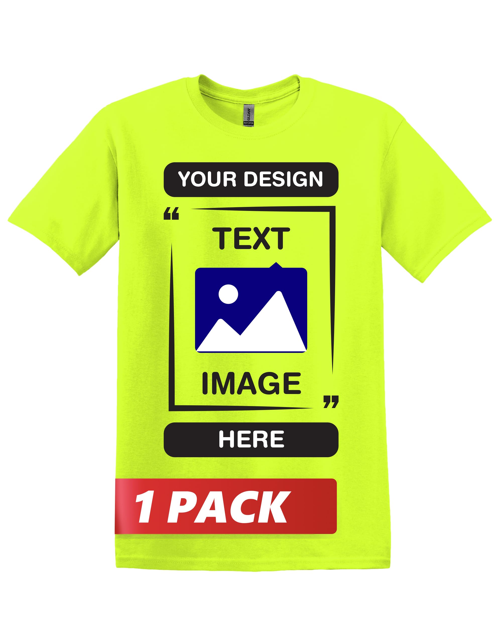Gildan Custom T-Shirts - Unisex Crew Neck T-Shirt - Customize Your Image, Text &