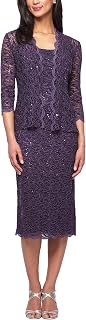 Alex Damen Tea Length Dress and Jacket (Petite and Regular Sizes) Kleid fr besondere Anlsse (2er Pack)