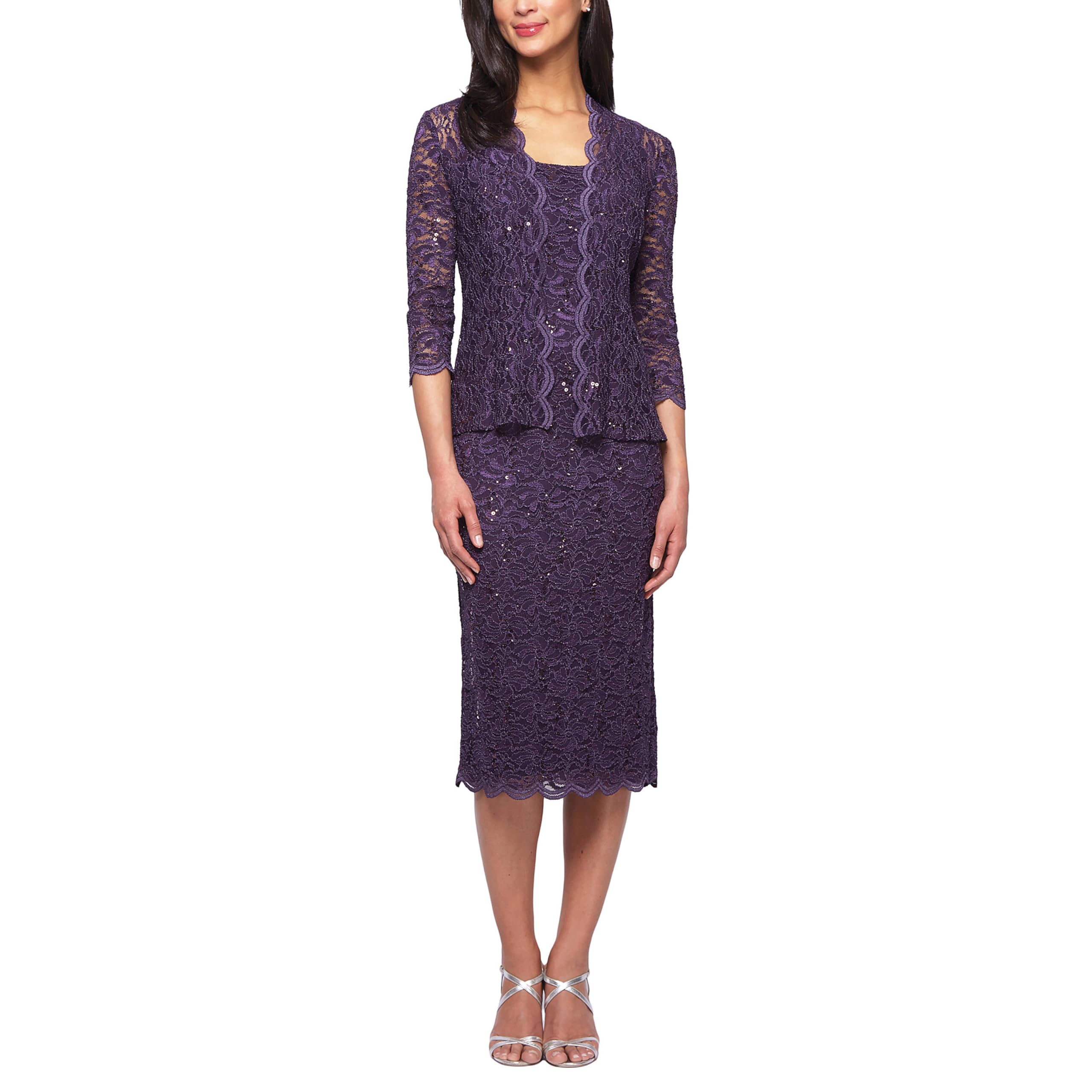 Alex Damen Tea Length Dress and Jacket (Petite and Regular Sizes) Kleid fr beson