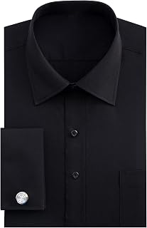 J.VER Men's French Cuff Dress Shirt Regular Fit Long Sleeve Spread Collar Metal Cufflinks