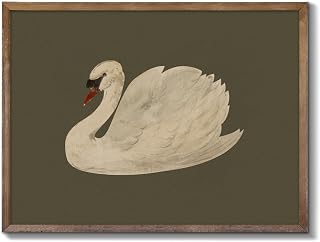 Vintage Swan Canvas Wall Art Vintage Swan Canvas Oil Painting for Bathroom Wall Decor, Vintage Animal Framed Art for Vintage Home Decor, 11x14 Inch