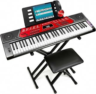 RockJam 61 Key Keyboard Piano Kit with Pitch Bend, Stand, Bench, Headphones & Lessons