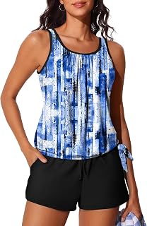 Summer Mae 2025 Women's Tankini with Shaping Shorts and Side Pockets
