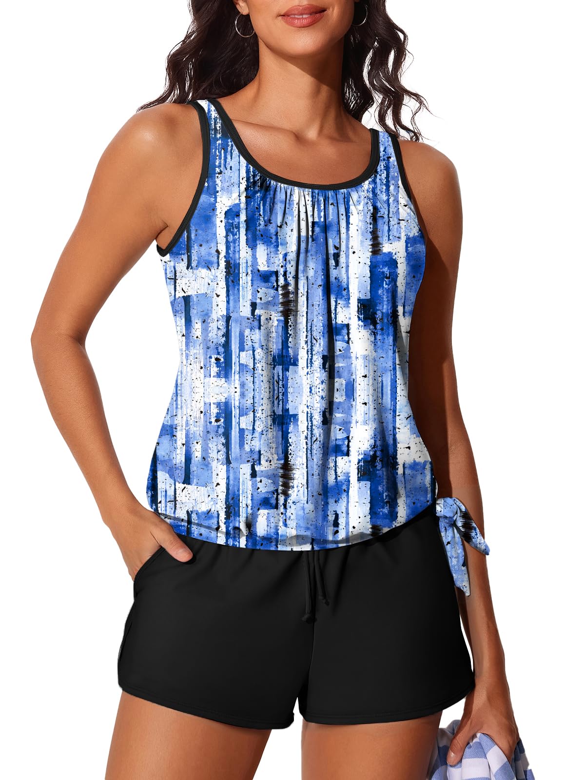 Summer Mae 2025 Women's Tankini with Shaping Shorts and Side Pockets