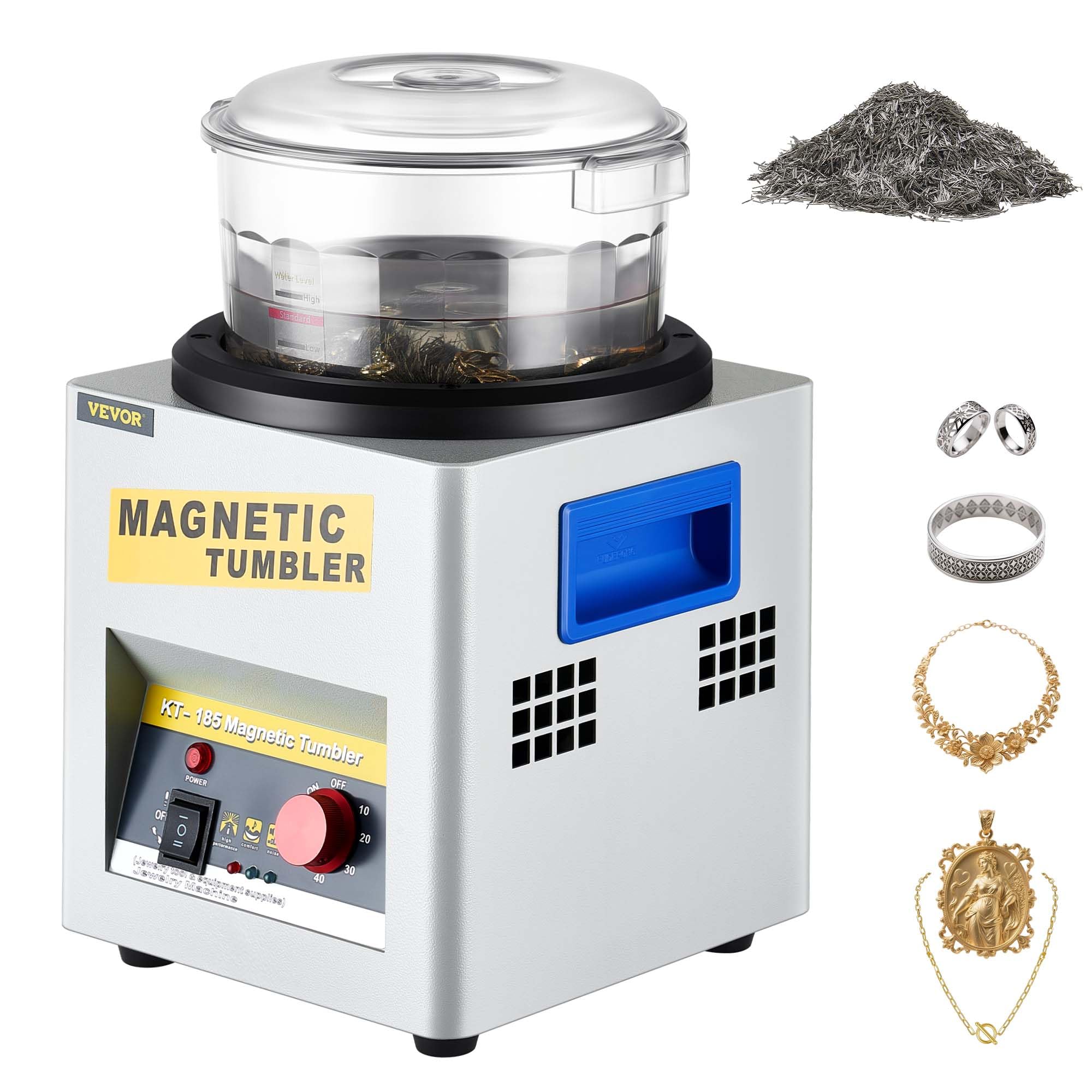 VEVOR Magnetic Tumbler 180 mm 2000 RPM KT-185 Jewelry Polisher Tumbler | For Gri