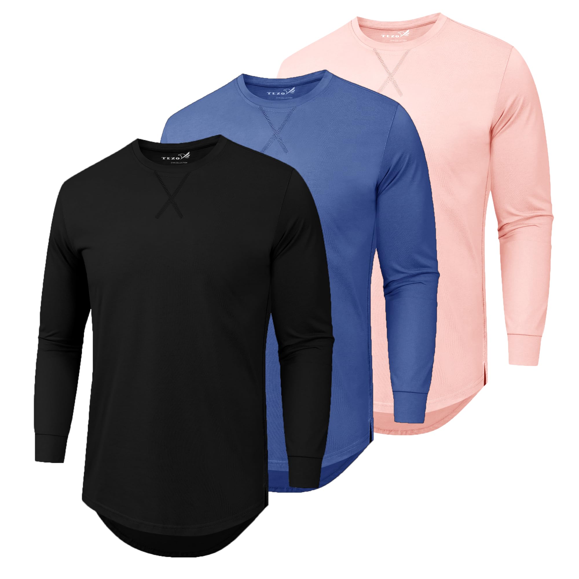 Mens 3 Pack Plain Cotton Shirts Short Sleeve Casual Crew Neck T-Shirts Hipster H