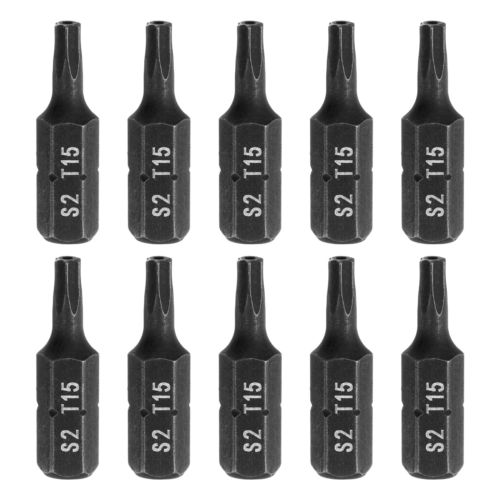 Generic 10pcs T15 Torx Screwdriver Bit 1/4" Hex Shank 25mm/1" Length S2 Steel St
