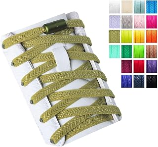 Olukssck 2 Pairs of Elastic Flat Shoelaces with Metal Closure, Elastic Tie Free Tie Shoelaces for Children and Adults, Sports Shoe Laces for All Shoes