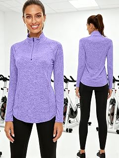 Women's Quick Dry Long Sleeve Athletic Sweatshirt, 1/4 Zip Pullover Athletic Training Tops for Training