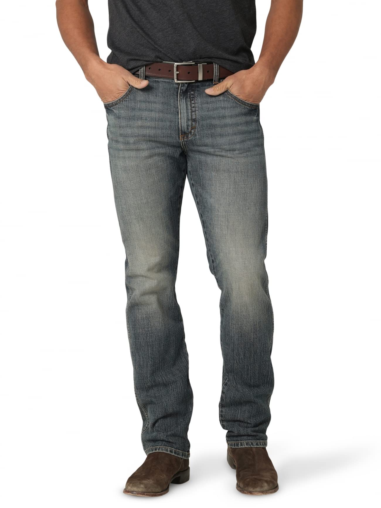 Wrangler Men's Retro Slim Fit Straight Leg Jean, Dark Knight Stretch, 38W x 30L