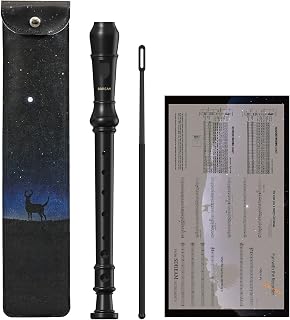 SDREAM Soprano Recorder Instrument for Kids Beginners&Student,8 Hole German Fingering Recorder Flute with Cleaning Rod & Leather Bag (Black)