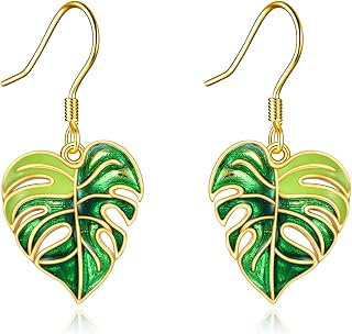Bohemian Leaf Earrings for Women Sterling Silver Dangle Drop Earrings Boho Vaction Jewelry