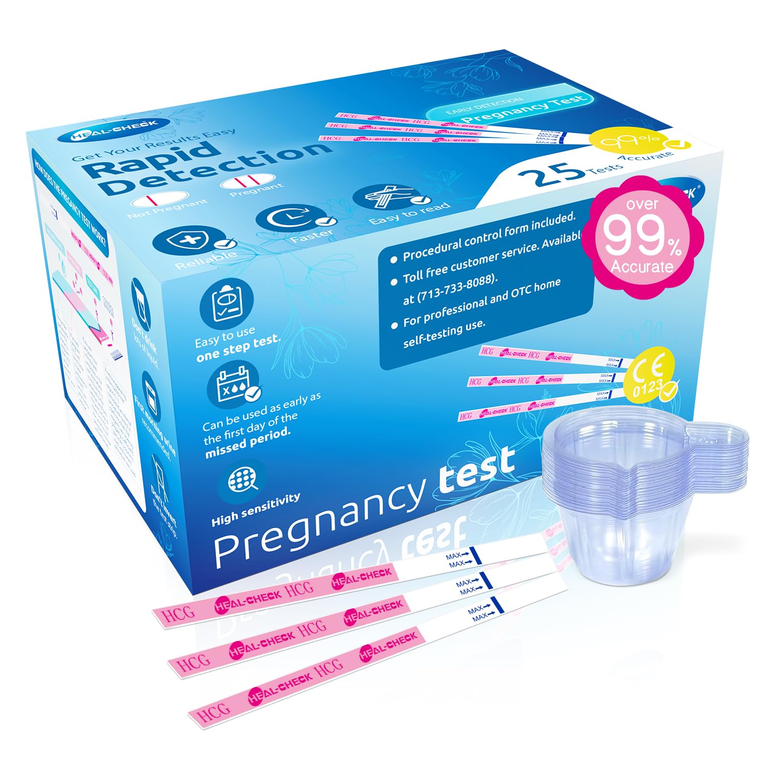 HEAL-CHECK Pregnancy Tests with Cup, Bulk Pregnancy Test Strips for Home Detecti