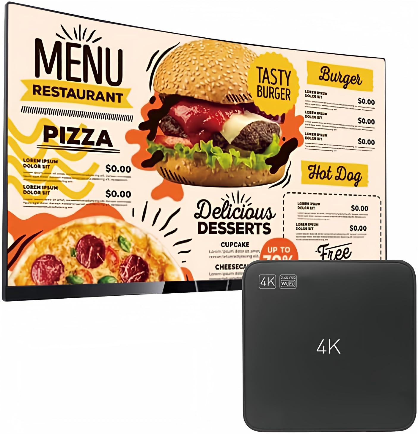 Lunzn Smart Digital Signage Player with Non-Subscription CMS Software 7x24 Stabl