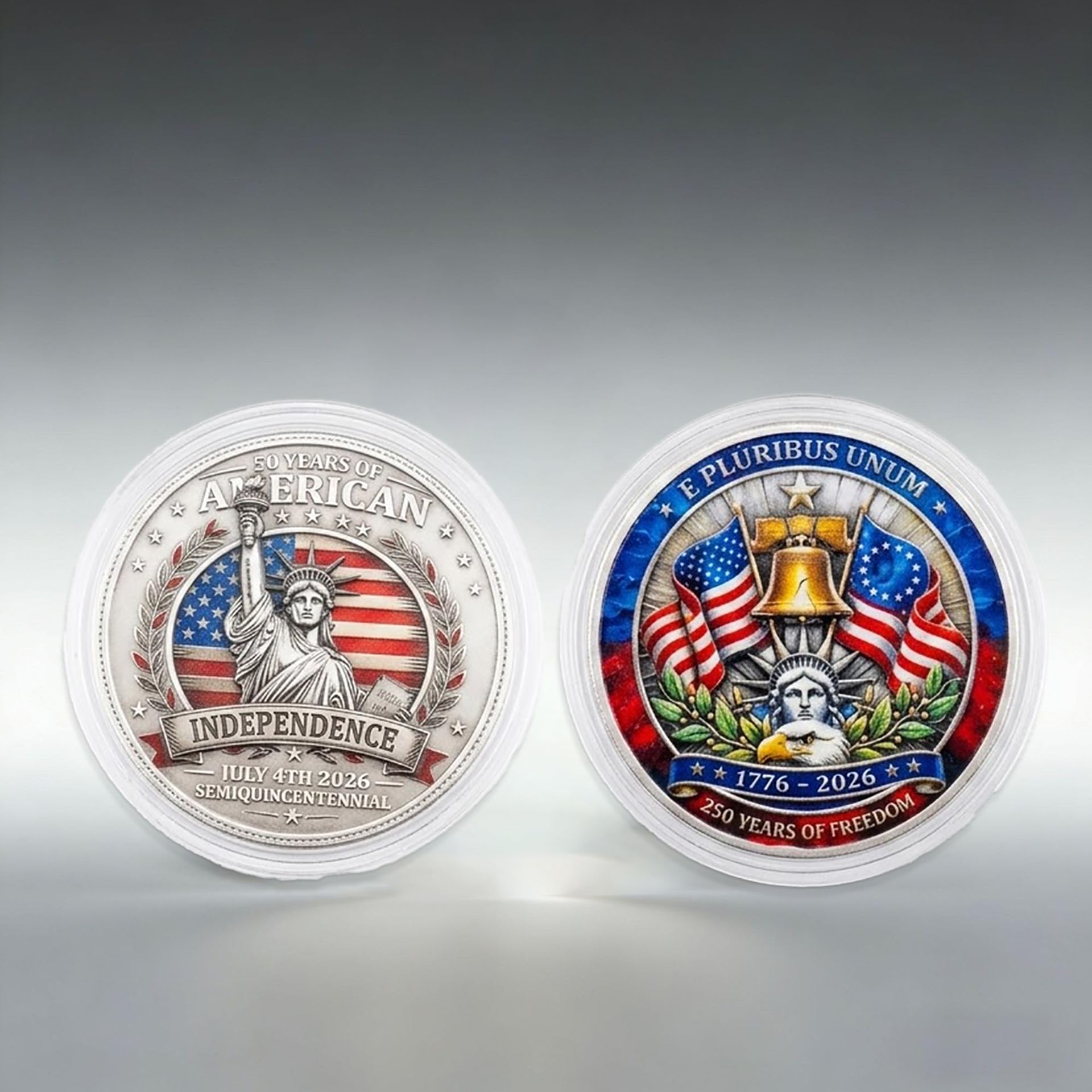 2-Pack 250th Anniversary American Commemorative Coins, 3D Relief Double-Sided Co