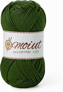 Cotton Yarn for Crocheting, Baby Yarn for Crocheting Soft, 131yds / 1.76oz Fluffy Amigurumi Crochet Yarn, 5 Ply 100% Milk Cotton Yarn for Puzzle、Socks、Clothes(Army Green)
