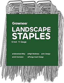 GROWNEER 100 Packs 6 Inch Heavy Duty 11 Gauge Galvanized Steel Garden Stakes Staples Securing Pegs for Securing Weed Fabric Landscape Fabric Netting Ground Sheets and Fleece