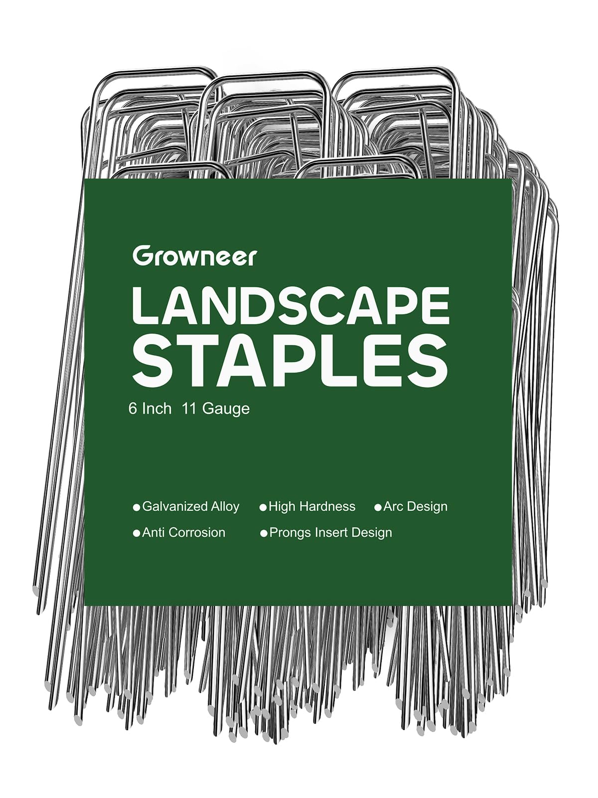 GROWNEER 100 Packs 6 Inch Heavy Duty 11 Gauge Galvanized Steel Garden Stakes Sta