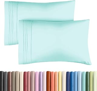 Queen Pillow Cases Set of 2 - Ultra Soft Cozy Pillowcase Covers - Spa Blue