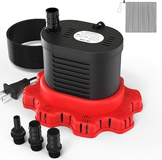 AgiiMan 850GPH Pool Cover Pump, Submersible Sump Pump above Ground | 16FT Drain Hose, 25FT Power Cord, 3 Adapters, IPX8 ABS Housing, 75W Motor, Thermal Dry Run Protection
