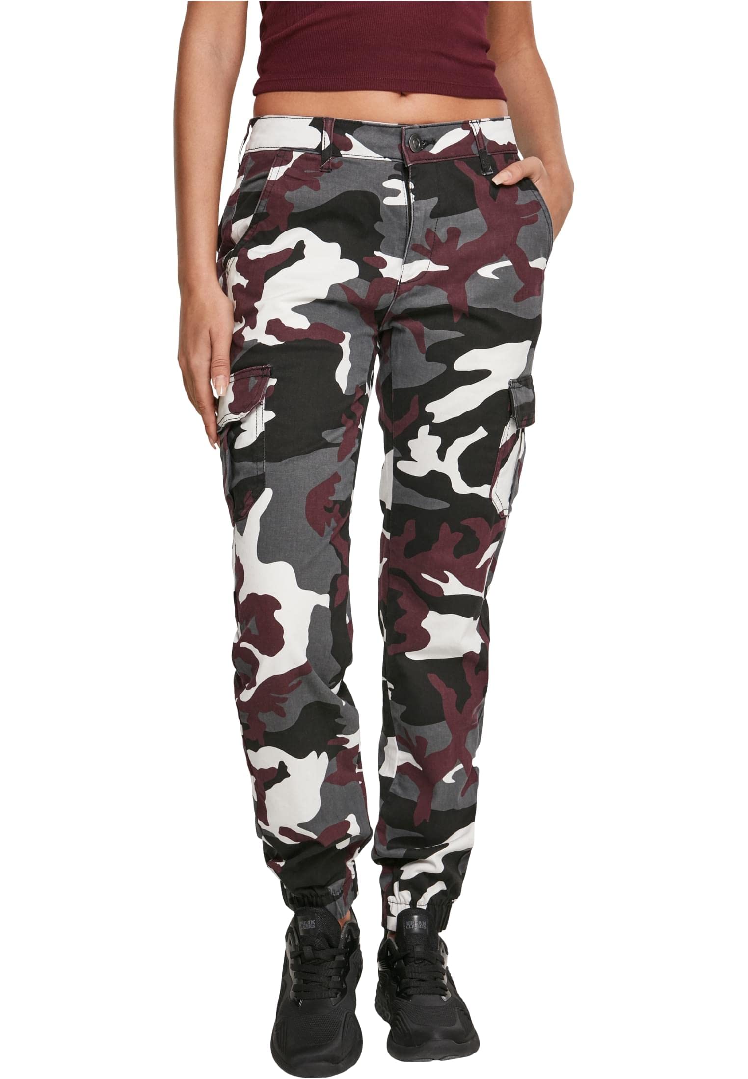 Urban Classics Ladies High Waist Camo Cargo Pants Women's Trousers Model Cargo D