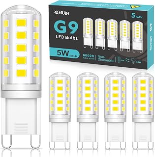 G9 Led Bulbs Cool White 5W 500LM 6000K, Equivalent to 50W Halogen | 5 Packs Non-Dimmable Energy Saving Light Bulb for Home Lighting Decor, Chandelier, Wall Light, Crystal Lamp