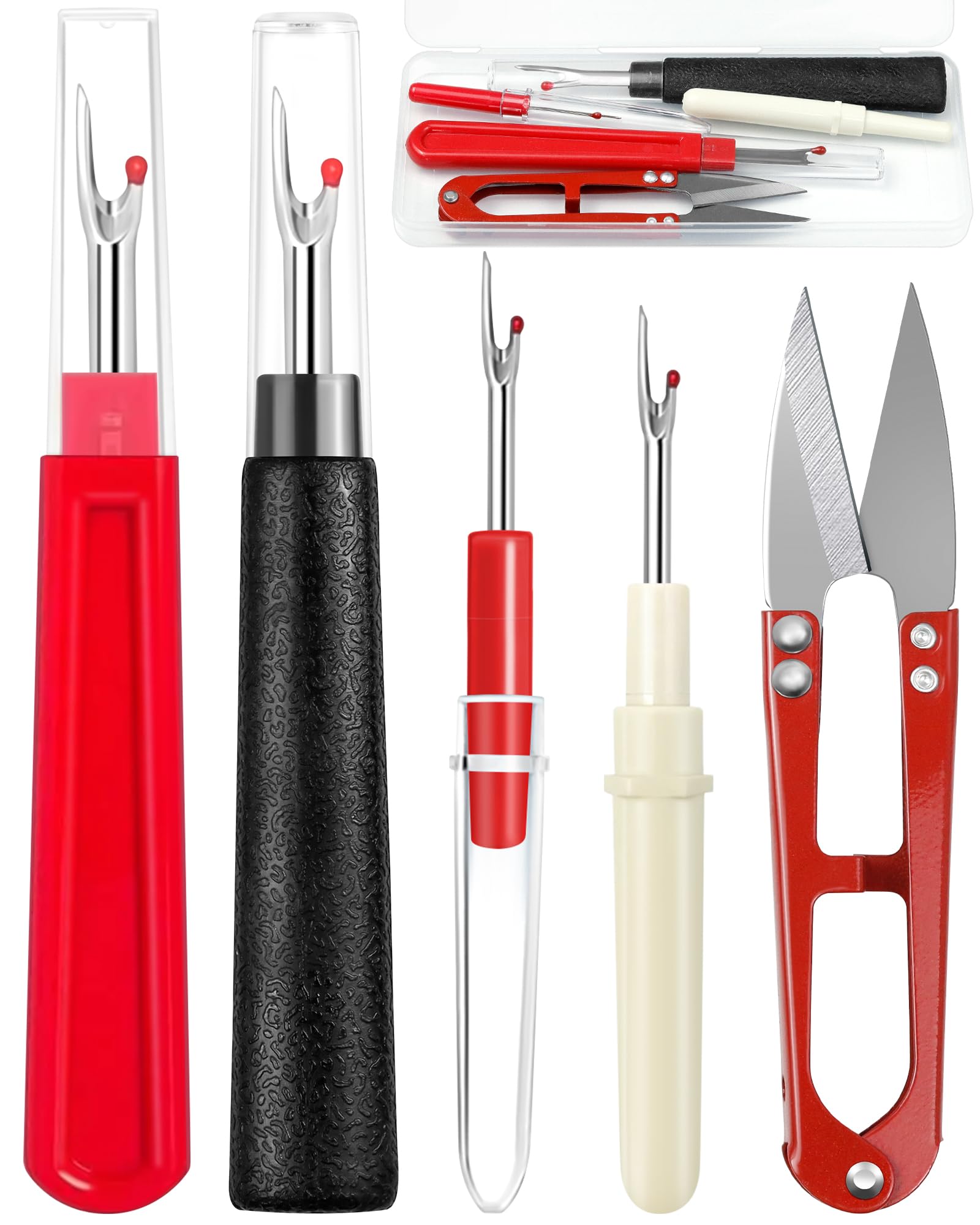 FIVEIZERO Seam Rippers for Sewing – 2 Big and 2 Small Stitch Remover Tools, Thre