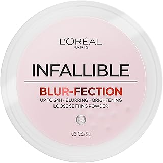 L'Oreal Paris Infallible Blur-fection Longwear Loose Setting Powder, Blurring Face Powder With Up to 24HRs of Wear, Brightening Light Pink, 1 Kit