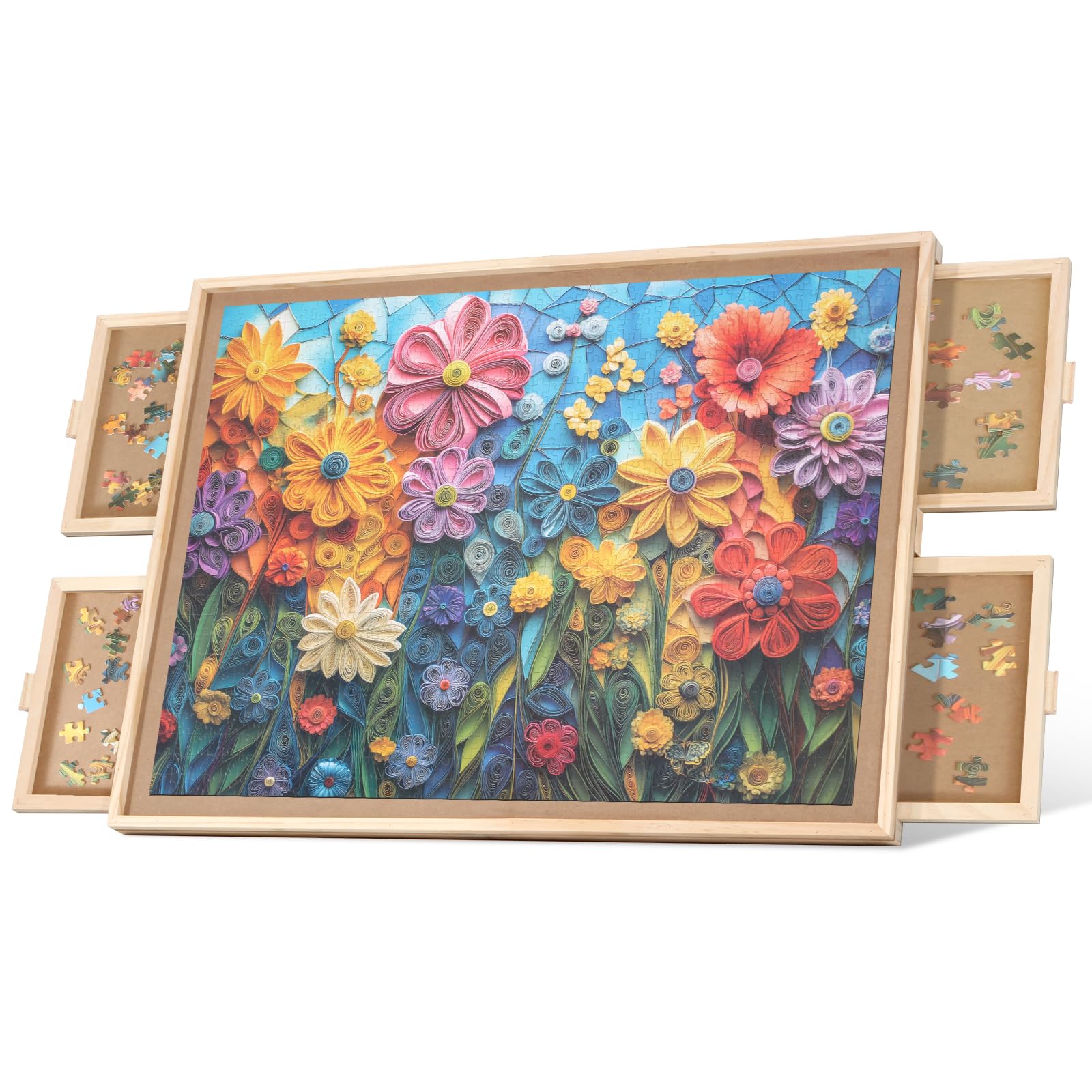 BuilderButler 1000 Pieces Rotating Puzzle Board with 4 Drawers,28.74"x20.94" Por