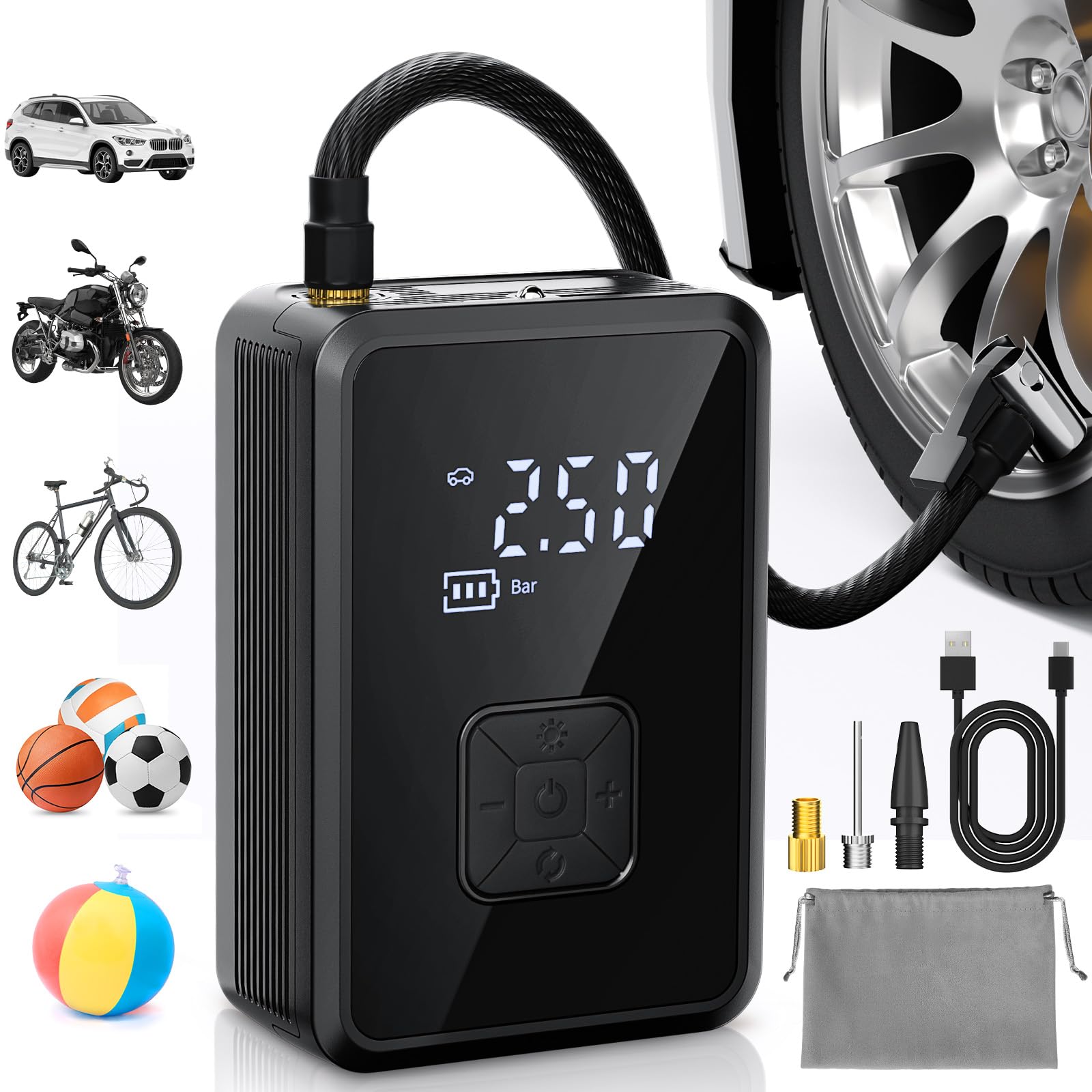 Oasser Tyre Inflator Bike Pump Cordless Air Compressor Car Tyre Pump Electric 15