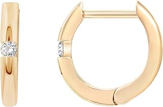 PAVOI CZ Huggie Earrings, 14K Gold Plated, Yellow Gold, Size 13 Millimeters
