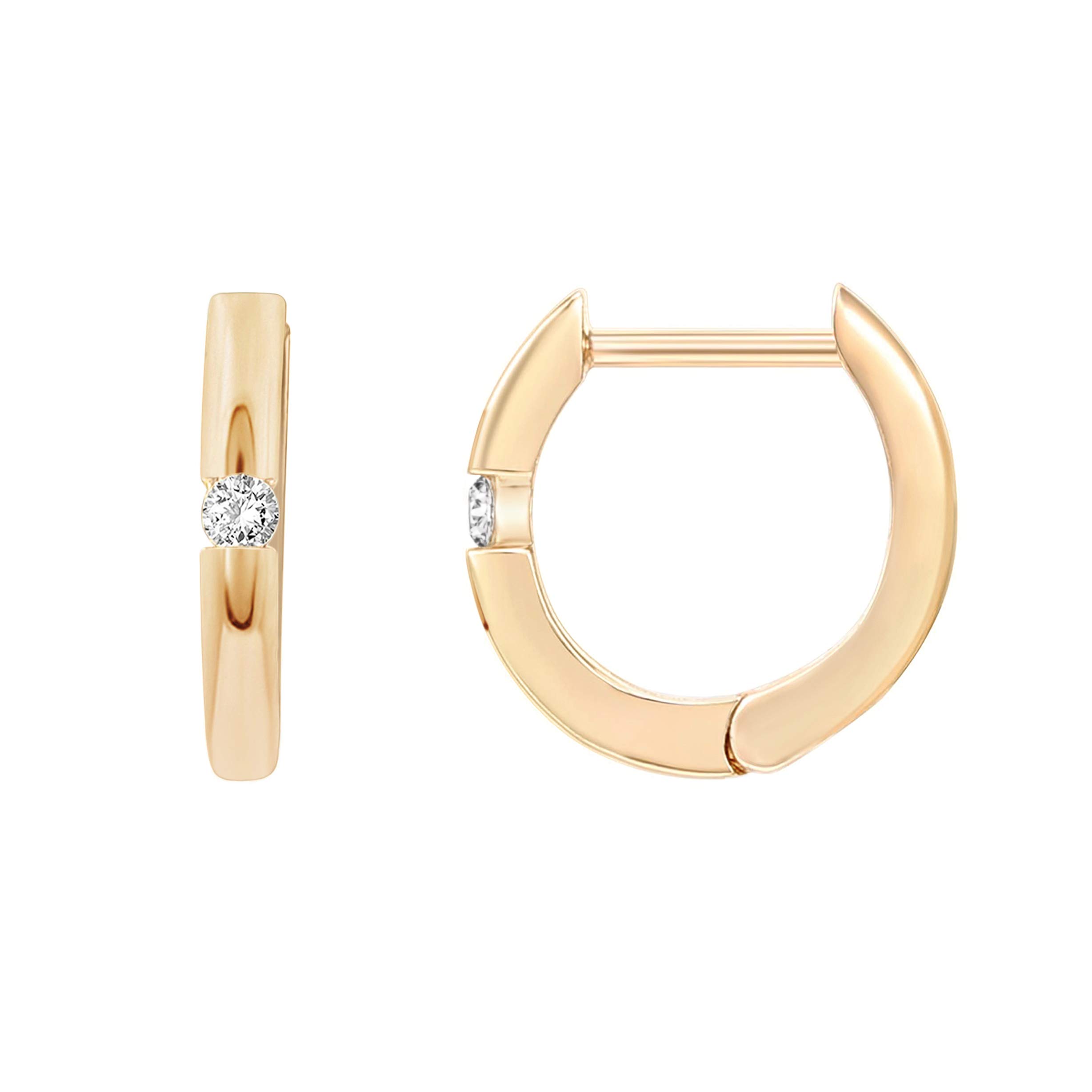 PAVOI CZ Huggie Earrings, 14K Gold Plated, Yellow Gold, Size 13 Millimeters